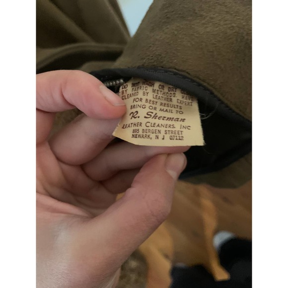 R. Sherman Brown Genuine Leather Button Front Jacket oversized - Picture 5 of 10